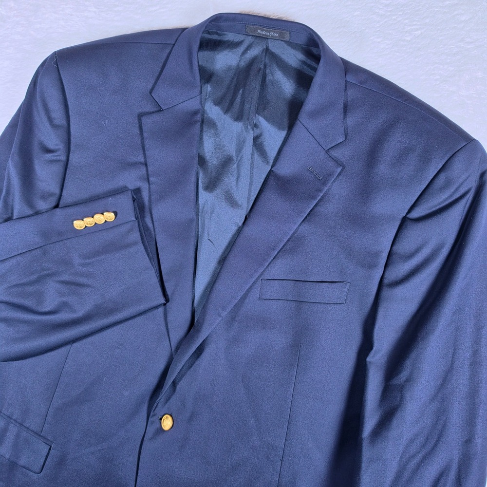 Lauren Ralph Lauren Blazer Mens 52L Navy Blue Wool Button Up Gold Crest L/S